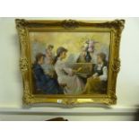 Gilt Framed Oil Painting Entitled The Piano Recital