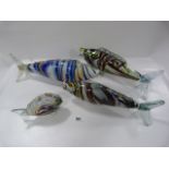 4 Murano Style Glass Fish Ornaments
