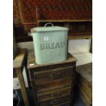 Aluminium Bread Bin & Oak Chest of Drawers