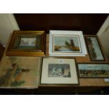 2 Framed Oil Paintings - Unframed Oil & Assorted Prints