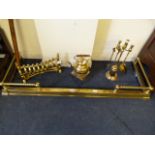 Brass Fire Kerb - Companion Set - Kettle - Trivet etc
