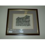 Framed Ink Drawing by Gary Sargent Entitled a Cottingham House