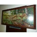 Ornate Framed Needlework Picture Depicting Deer