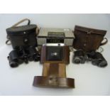 Slide Projector - Camera & 2 Pairs of Cased Binoculars
