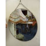 Art Deco Etched Round  Wall Mirror