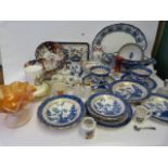 Box of Blue & White Wares - Pottery etc