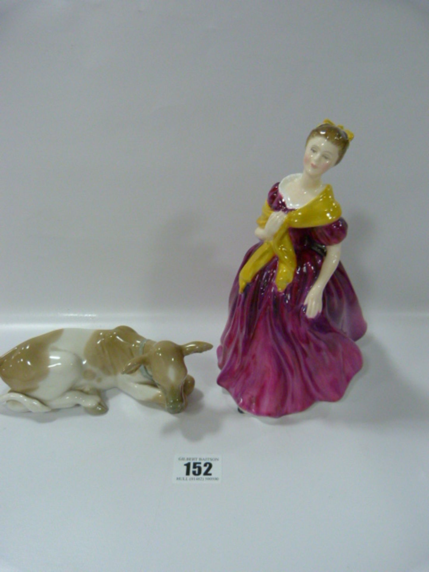 Lladro Nativity Cow & Royal Doulton Figurine Adrienne