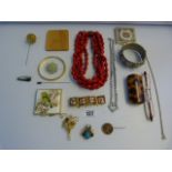 Tray of Costume Jewellery - Compacts etc