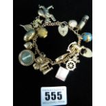 9ct Gold Charm Bracelet Weighing Approximately 32gms