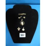 Selection of 9ct & 15ct Pendants - Tie Pins - Earrings etc