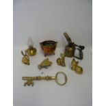 Collection of Brass & Copperwares  to include Blow Lamp - Large Key - Soup Couldron etc