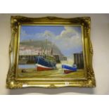 Gilt Framed Jack Rigg Original Oil Painting Entitled Summer Day Spring Tide - Scarborough