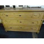 Vintage Pine Chest of 3 Long Drawers
