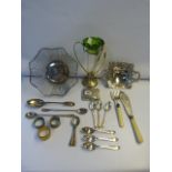 Collection of Silver Plated Ware including Cutlery - Cigarette Case - Napkin Rings etc etc