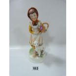 Porcelain Girl & Lamb Figurine