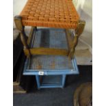 Painted Wicker Table & Stool