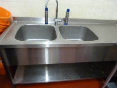 Stainless Steel Double Sink with Right Hand Drainer & Undershelf