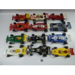 Tray containing Various Scalextric Formula 1 Cars