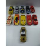 Tray containing Various Scalextric Sports Cars