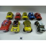 Tray containing Various Scalextric Mini Rally Cars