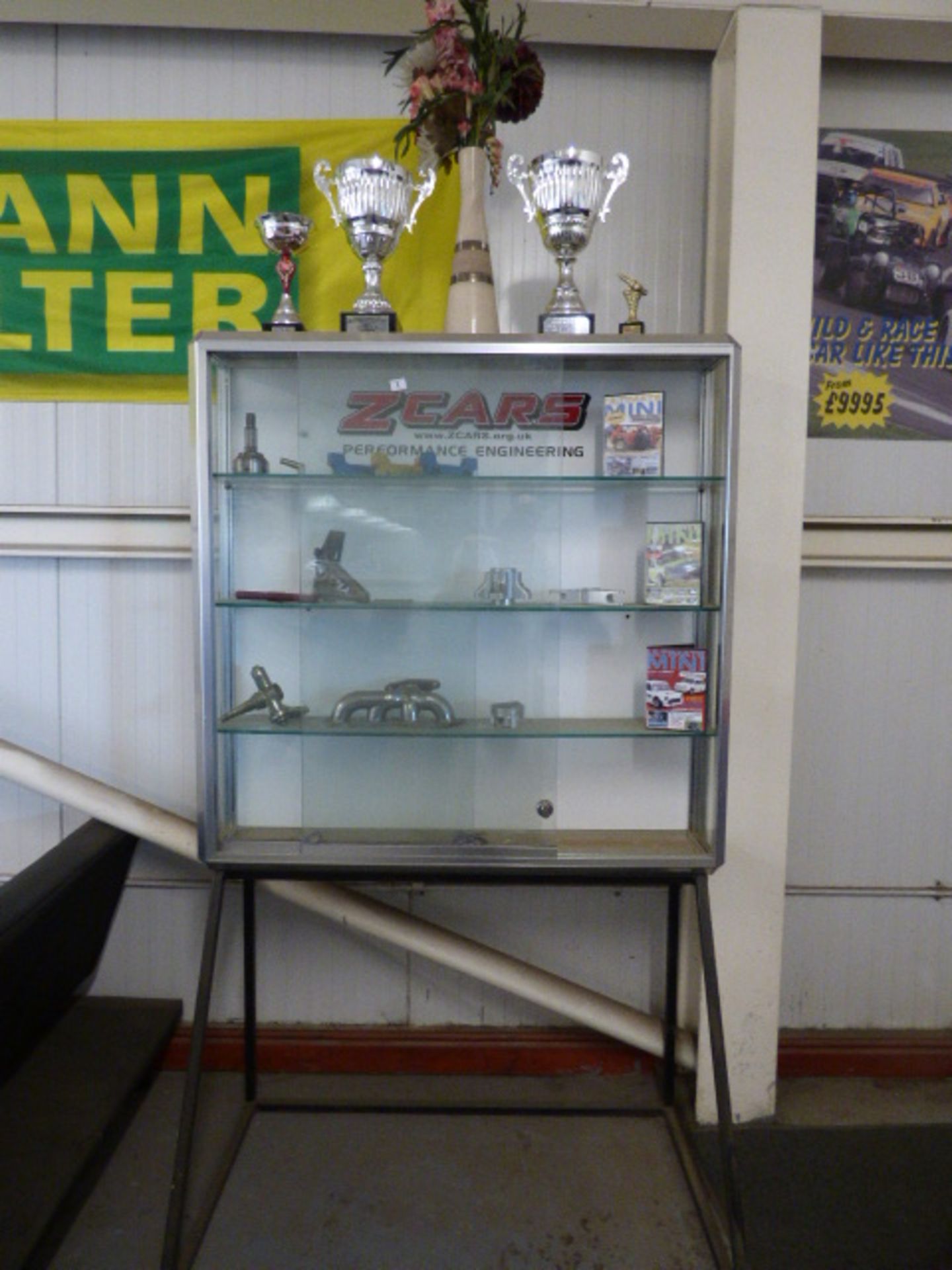 *Aluminium & Plate Glass Display Cabinet & Contents