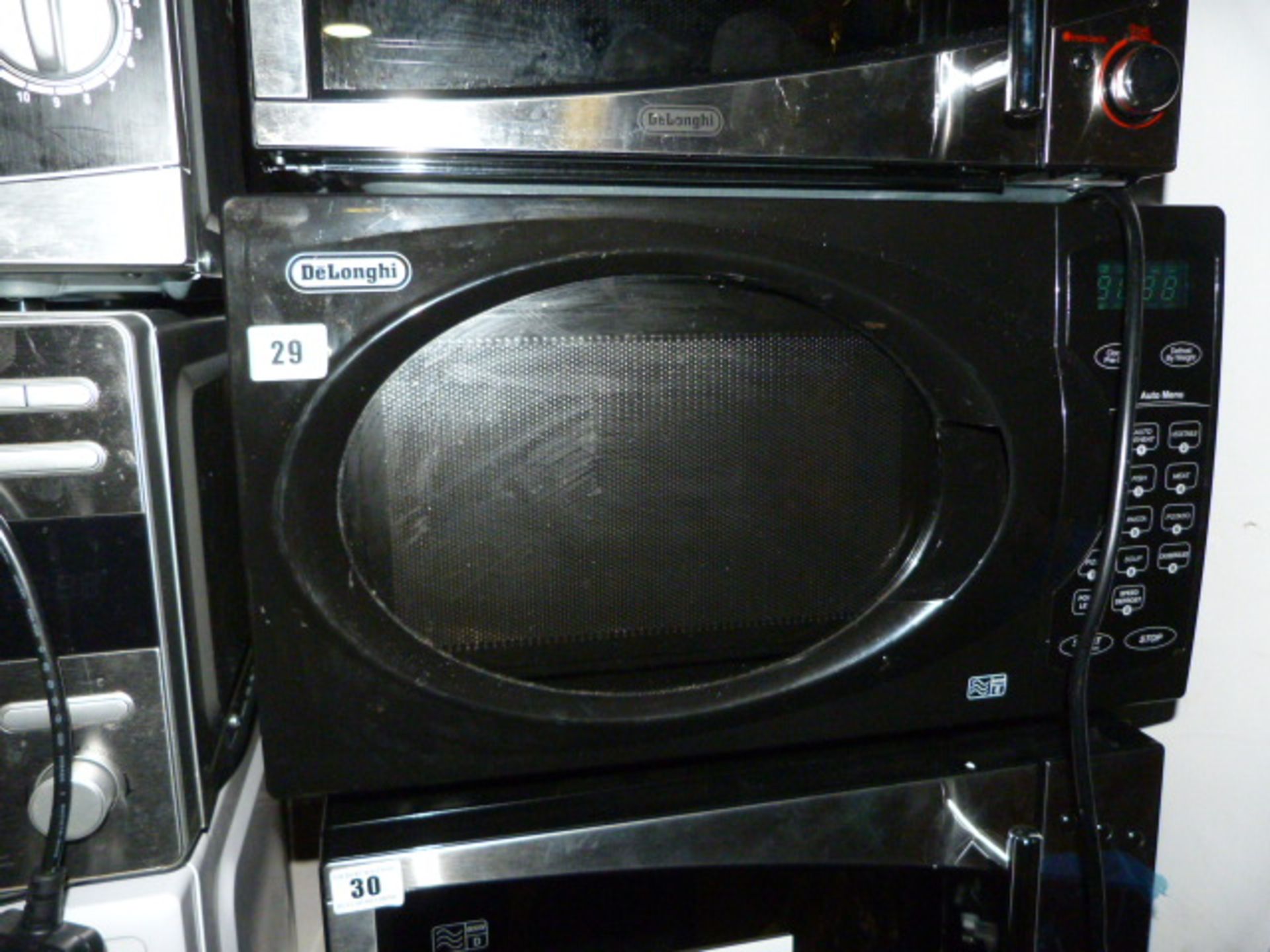 *De-Longhi 800 Watt High Gloss Black & Brushed Stainless Steel Microwave Oven