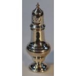 A George V silver sugar caster, by S Blanckensee & Sons Ltd, of conical form with a part pierced