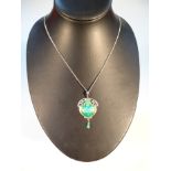 An Edwardian Art Nouveau silver and enamel pendant, by Somers and Eccles, with drop end attached
