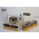 Various Victorian and later silver and glass jars and bottles, to include a perfume bottle, 12cm