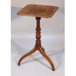 A 19thC mahogany occasional table, the square top with rounded ends, raised on a baluster column