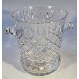 A 20thC cut glass ice pail, of cylindrical form, hobnail cut in a geometric pattern with shaped