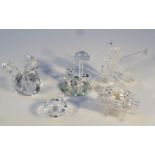 Various Swarovski and other crystal and glass ornaments, to include kittens on a bench, 6cm high,