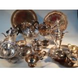 Various silver plate, to include a coffee pot, with shaped acanthus leaf handle, 26cm high, quaich,