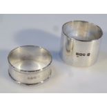A George V silver napkin ring, by Martin Hall & Co, of plain circular form part engraved, Sheffield