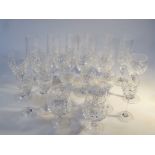 Various crystal glass drinking glasses, to include brandy balloons, wine glasses, hock glasses,