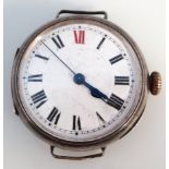 An early 20thC Rolex gentlemans wristwatch, the 3cm circular enamel dial with Roman numerals,