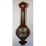 An early 19thC four dial banjo barometer and thermometer, by Paige, Donington, the shaped case