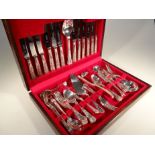 A silver plated canteen of cutlery, King's pattern to include forks, serving slice, spoons,