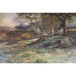 John Cairney (19thC). Landscape trees before hills and mountains, oil on canvas, signed and dated