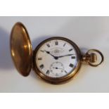 A gold plated hunter pocket watch, by Thomas Russell & Son of circular form the 4.5cm dial with