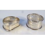 A George VI silver napkin ring, by Turner & Somers, of part pierced circular form, titled June,