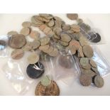 Various Roman and later hammered coins, to include one stamped Mars Ulter, 3cm dia., another