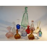 Various Art Deco design and other perfume bottles, each with stoppers, to include a flash glass