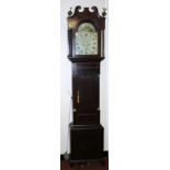 A 19thC longcase clock, the painted arched 29cm dia. dial signed Joseph Hitchins, Painswick, with