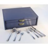 An Elizabeth II silver canteen of cutlery, by United Cutlers Ltd, Old English pattern, rat tail