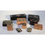 Various treen, to include a Mauchline ware sycamore box, printed with a scene of Shanklin Chine, 5cm
