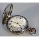 An Edwardian silver hunter pocket watch, the case by Aaron Lufkin Dennison, the circular engine