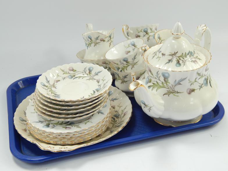 A Royal Albert Brigadoon tea set, including teapot, milk jug, sugar basin, six cups and saucers, six