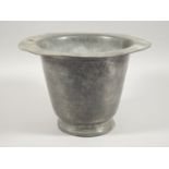 A 19thC pewter commode liner or chamber pot, in the form of a Welsh hat, 30cm diameter