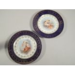 Two 19thC plates, each with blue border and picked out gold gilding, marked Juno & Chloris, 24cm